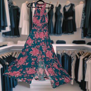 ABEL The LABEL Anthropologie Rumi Maxi DRESS Vibrant Floral Sexy Showstopper Med